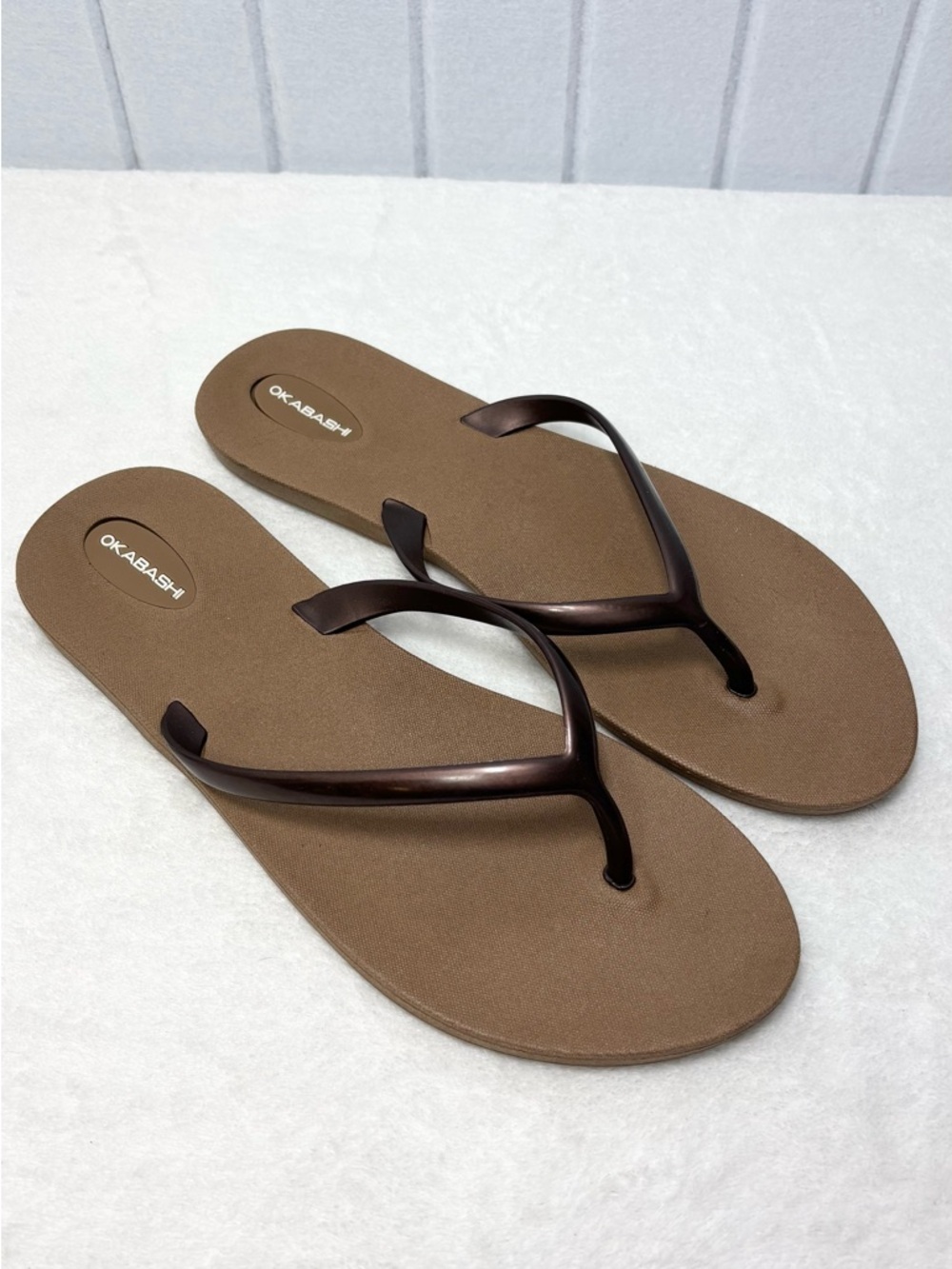 Okabashi Brown/Tan Minimalist Flip Flop Sandals